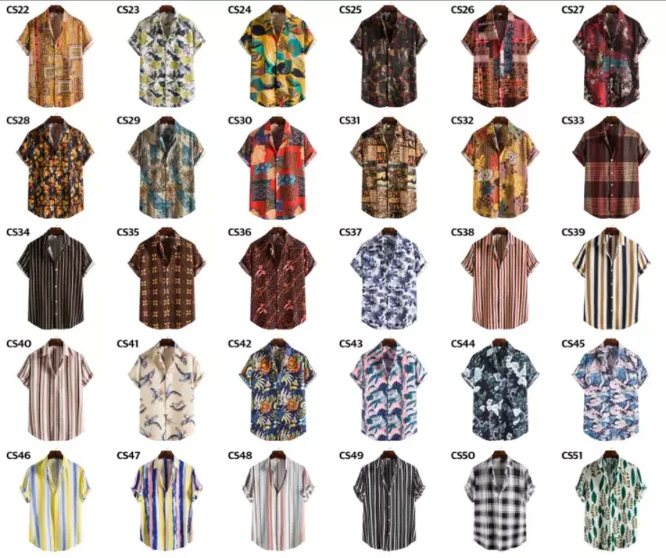 

hot sale 2021hawaiian Camisas florales estampadas summer Short Sleeve button up print dress Floral Shirt men