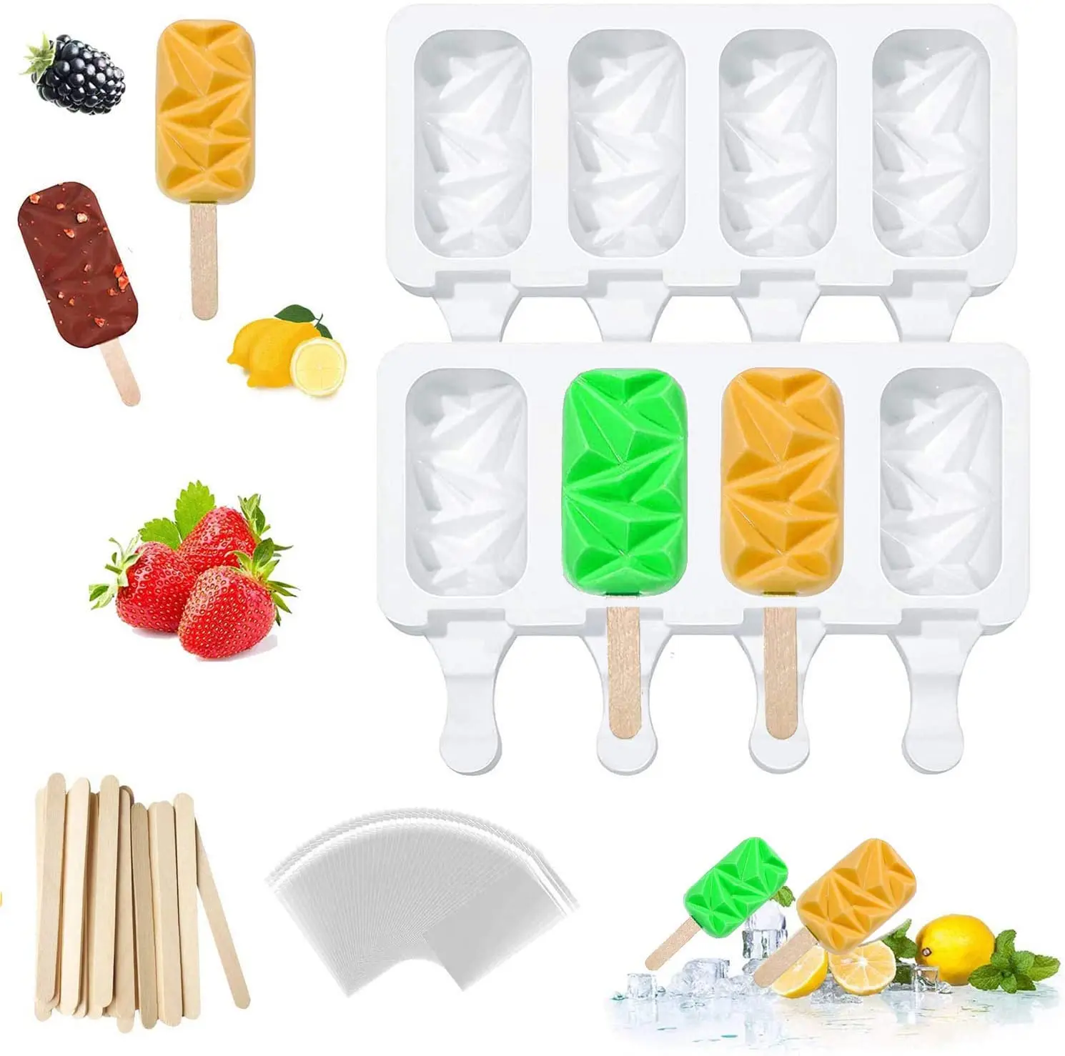 

New design Irregular gem shape ice cream maker popsicle mold silicone ice pop mold BPA free standard