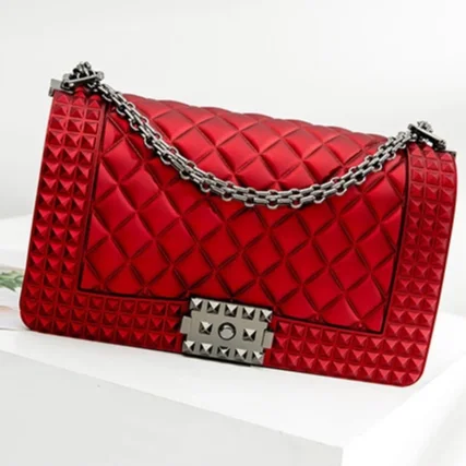 

US Popular bag fashion PU leather black chain new design famous brand lady purse women shoulder crossbody handbags, Rich