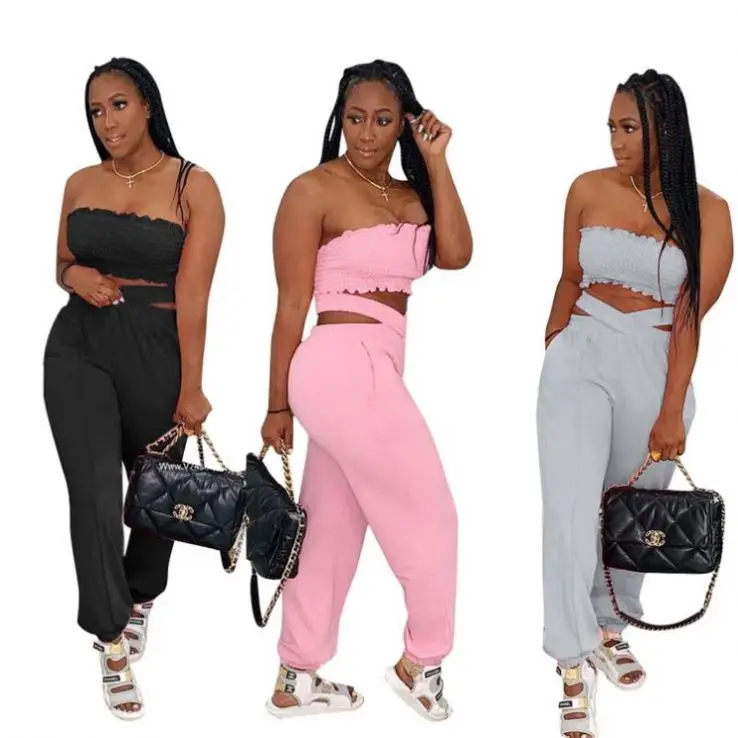 

PEARL Strapless Crop Top ensembles de femmes New Woman 2 Piece Outfit Two Pieces Women Clothing Track Suit For Women