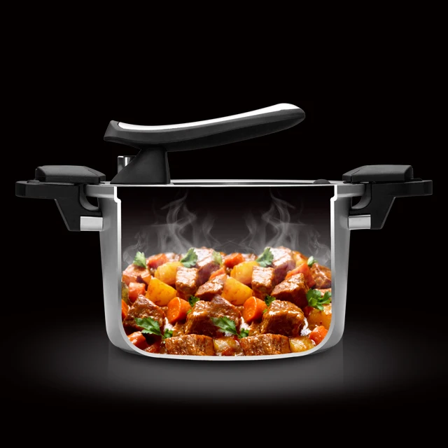 

5L aluminum low pressure cooker with nonstick marble coating, Silver