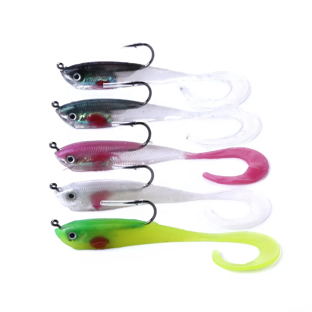 

5pcs/bag JIG Hook Soft Bait Fish Lure 11cm 4.33" Bass Bait 16g 0.56oz Fishing Tackle Lure set, 5 colors