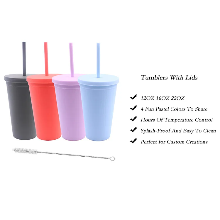 4 Pack 16oz Color Changing Tumbler Coffee Reusable Cups Matte Black