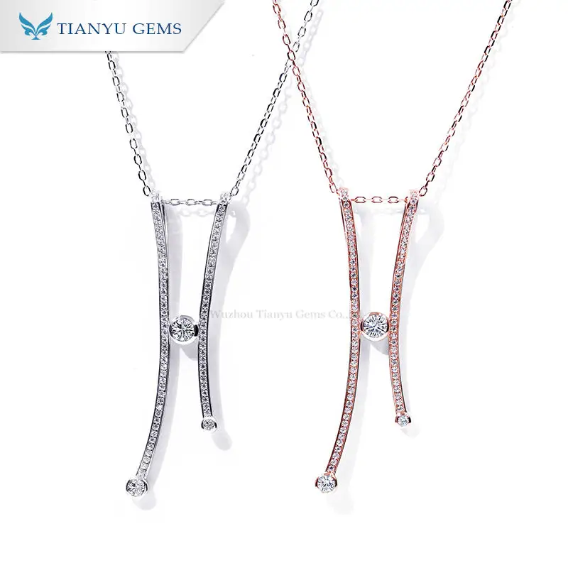 

Tianyu jewelry 925 sterling silver collar 18k gold plated pendant moissanite fashion necklace