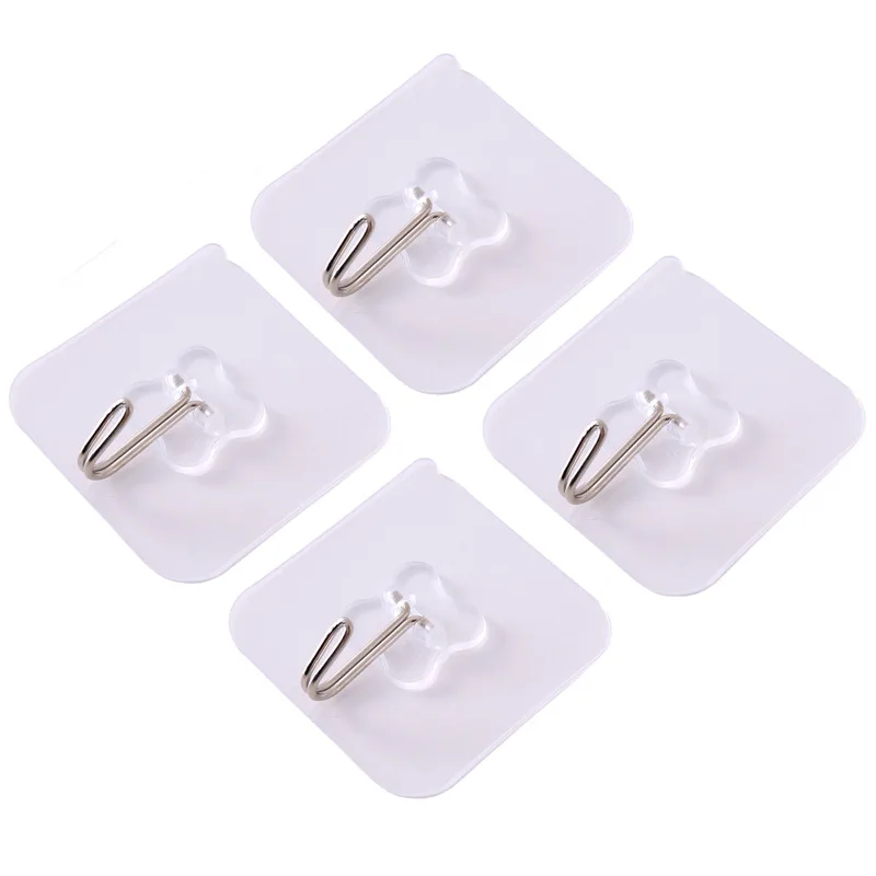 

1pc Nail free traceless strong adhesive transparent wall hanging clothes hook kitchen creative waterproof hook