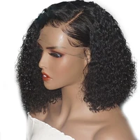 

Ainizi factory competitive price high quality natural black 16'' kinky curly synthetic lace front wigs for black women