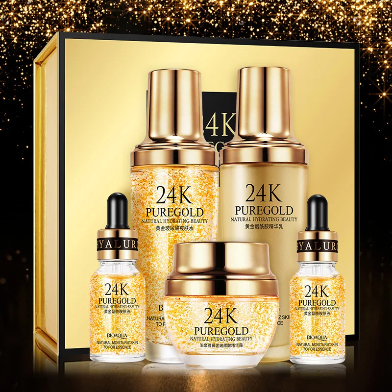 

private label 24k gold skin care set hyaluronic acid hydrating anti-aging 24k gold skin care kit