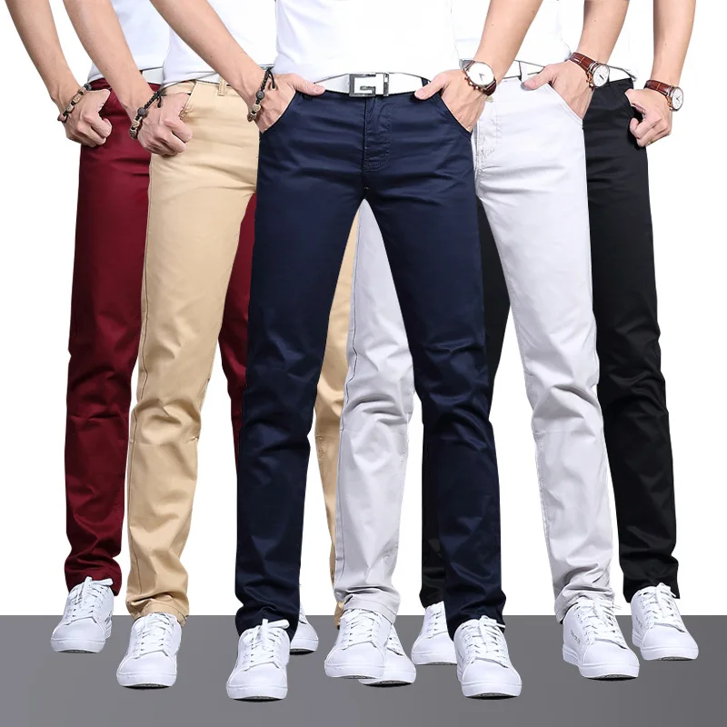 

Latest Design Spring New Mens Fashionable Work Pants Breathable Casual Slim Pants, Khaki,black,wine red,light grey,sky blue,royal blue,army green