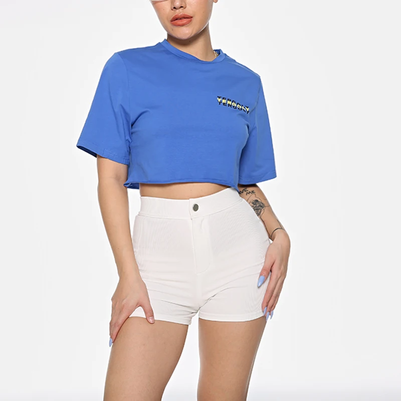 

Cheap blank crop top tee shirt plain crop t shirts for women plain cropped tshirt, Customized color