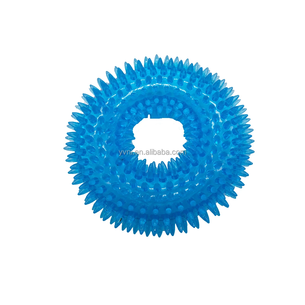 

Amazon Spikey Durable Chew Toss Fetch Interactive Thorn Circle Ring Shape TPR Rubber For Indoor or Outdoor Play Squeaky Dog Toy, Green,blue