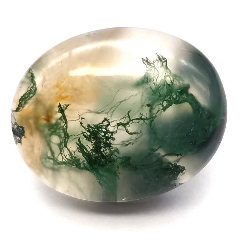 

Wholesale Round Cabochon Stone 25*20*9 mm Natural Green Moss Agate