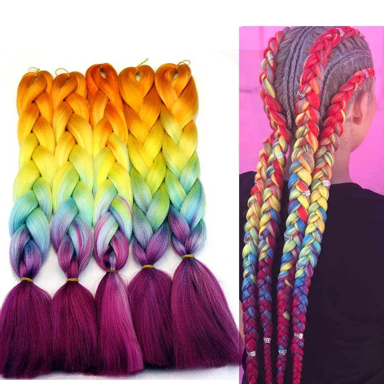 

pre-stretched Braiding hair 24inch Jumbo Braids High Temperature Fiber Synthetic Hair Extension Jumbo Braiding Hair, Per color and ombre color more than 85 color aviable