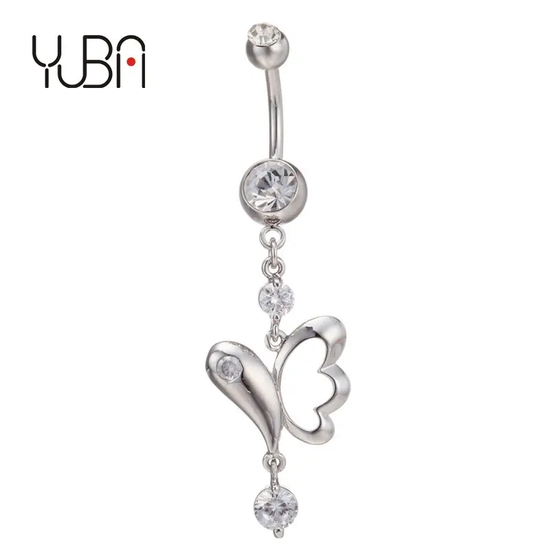 

Vogue dancing zircon crystal Surgical Steel Belly Button Rings Drop Dangle tassel Navel Piercing Rings Body Jewelry