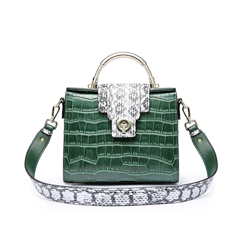 

New Arrival Embossed Crocodile Grain Ladies Shoulder Hand Bags Purse Fashion Women Cow Leather Handbags Tote Bags, Brown, green, black, brown