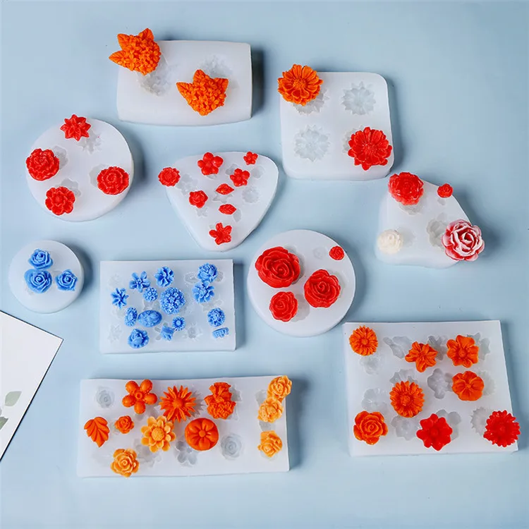 

Y2242 Cute shiny flower silicone cookie molds silicone flower chocolate molds, White