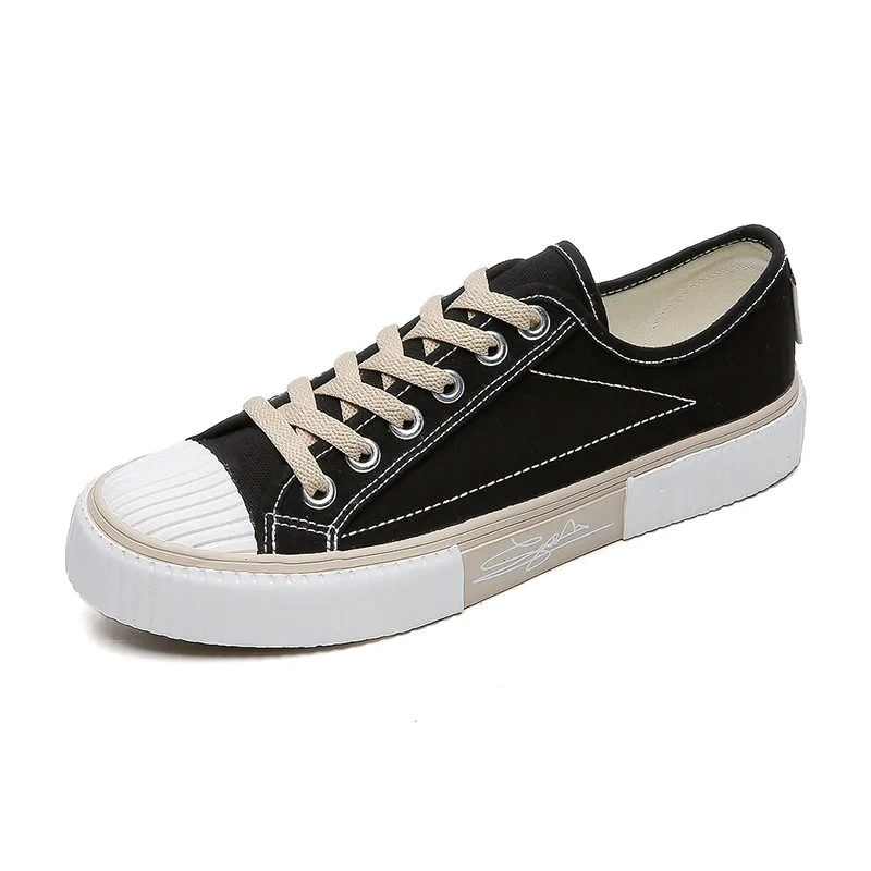 

World-win wholesale retail Vulcanized Flat custom printed Low Cut fashion sneakers for men Canvas Shoes, Black,kaki
