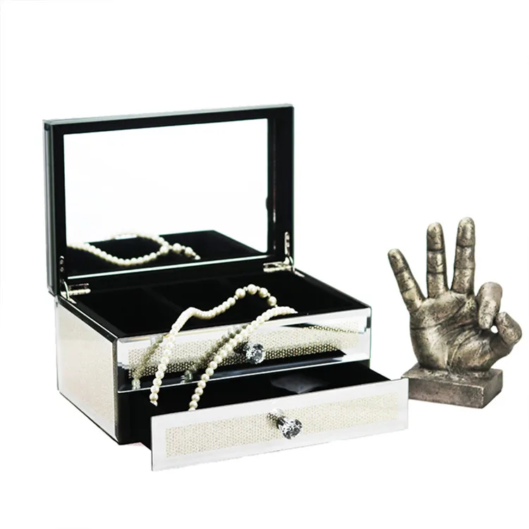 

2020 Hot Sale Portable 4mm Glass Mirror Luxury Jewelry Box Storage Case