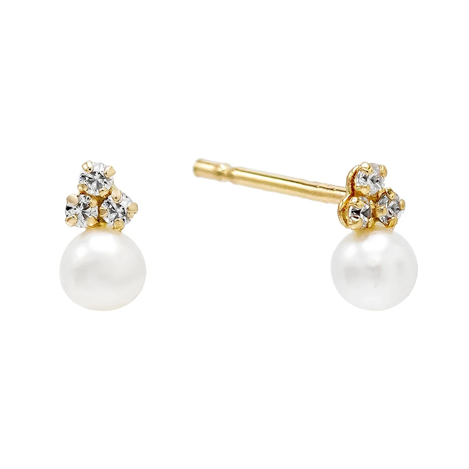 

gold jewelry manufacturers women jewelry earrings 18k gold plated 925 sterling silver pearl cz trio stud earrings