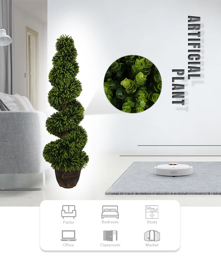 Wholesale Large Boxwood Spiral Topiary Artificial Boxwood Tree For