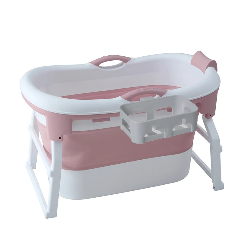 

110CM Extra Large Bath Tub Folding portable Foldable Bathtub Sauna inflatable bath tub for adults, Pink