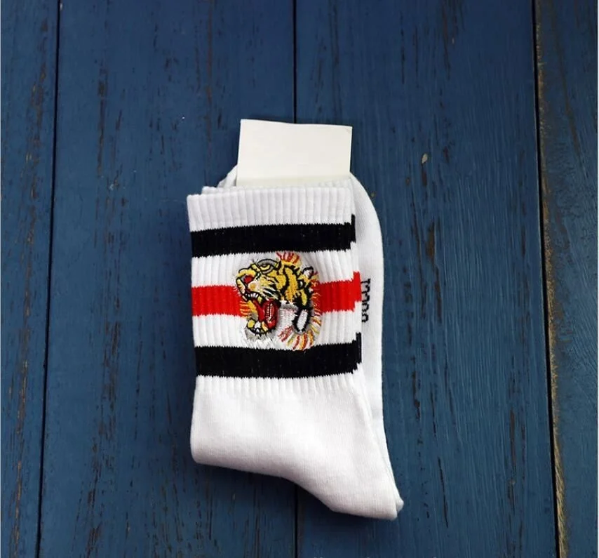 

Brand Luxury Embroidered Retro Tiger Head Stripe Trend Men's Women's Cotton Socks, Picture