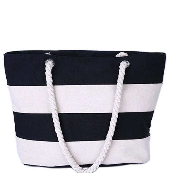 

Wholesale Cheap Stripe Eco Friendly Printed Women Tote Canvas Beach Bag, Customizable