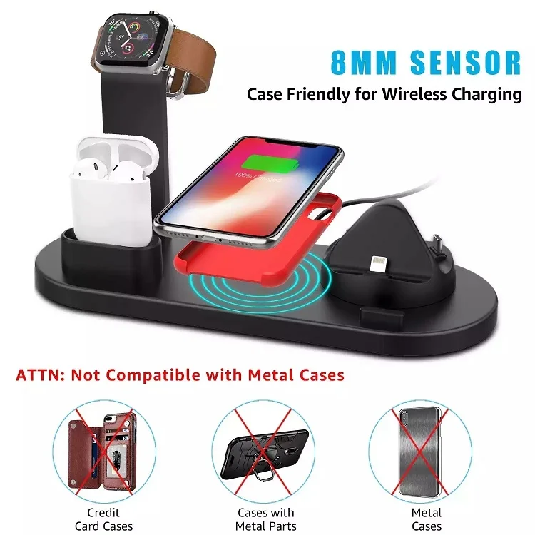 Desktop 5in1 Wireless Charger Dock For All Phones Apple Watch AirPods