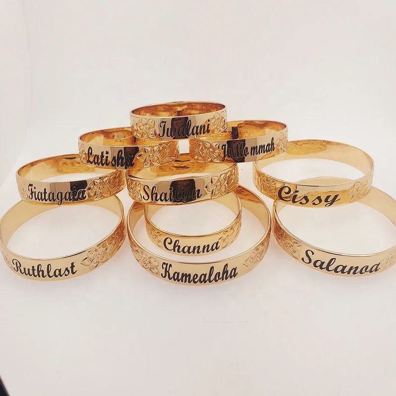 

Polynesian name bangle bracelet custom big name plate necklace Hawaiian jewelry wholesale