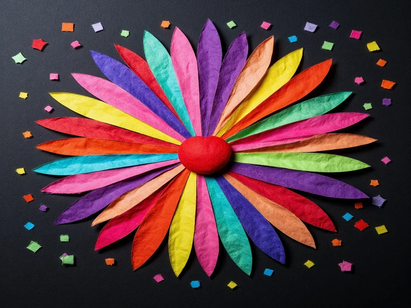 Colorful tissue paper firework craft on black paper