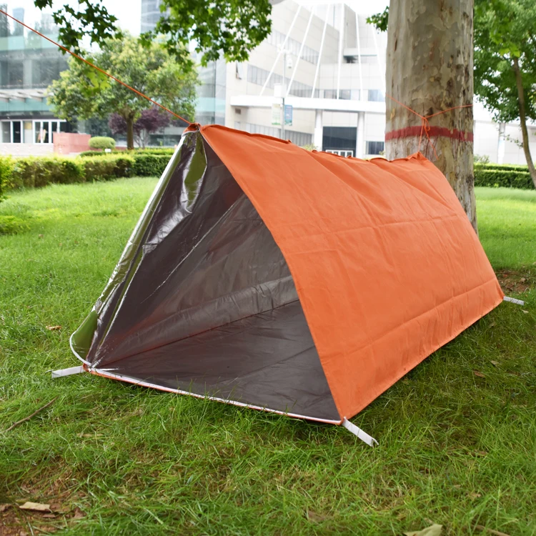 Biuzi Tente durgence 1Pc PE avec revêtement en Aluminium Tente de Couverture Thermique Orange épaissir la Tente de Secours extérieure réfléchissante et Pliable