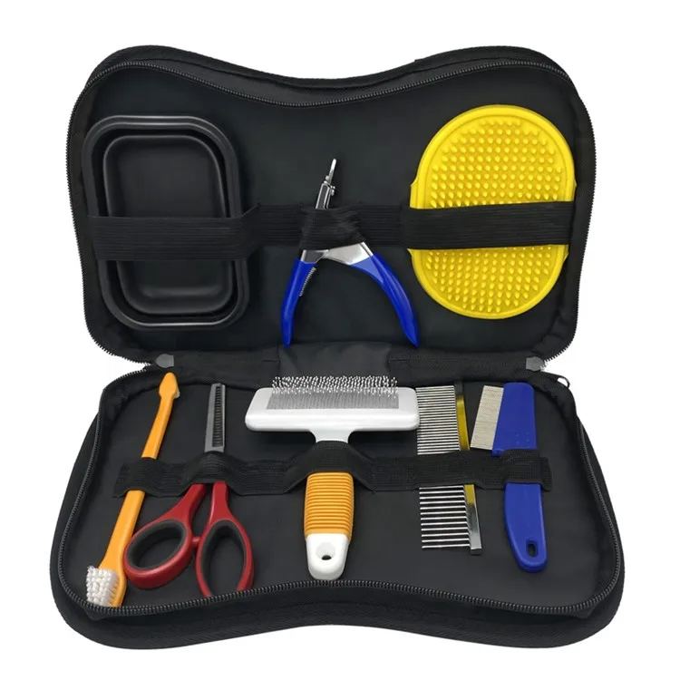 

Factory Wholesale 8 In 1 Portable Pet Dog Grooming Brush Set Pet Dog Grooming Kit Dog Grooming