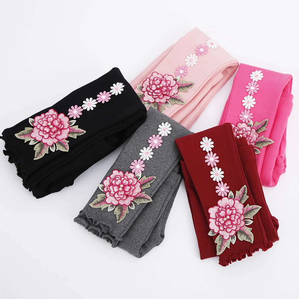 

Wholesale Europe Little Girl's Ankle Flower Fashion Skinny Full Legging Cotton Leggings, Picture