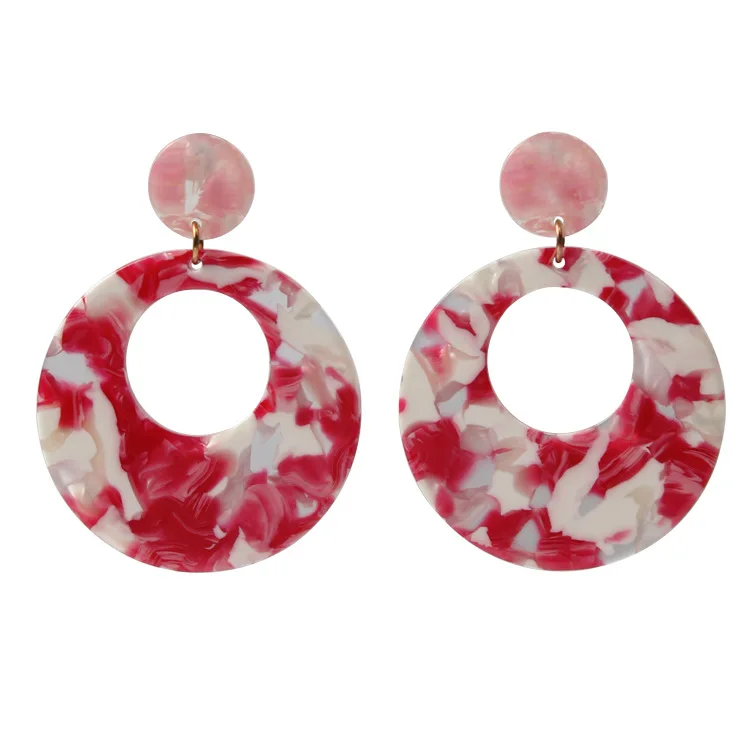 

Wholesale red and white acrylic acetate female earrings, Gold