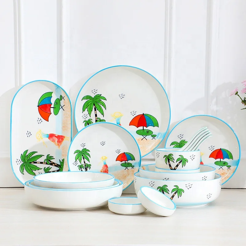 

Factory direct creative net celebrity nordic beach girl tableware set simple dishes and dishes set household, Customized color