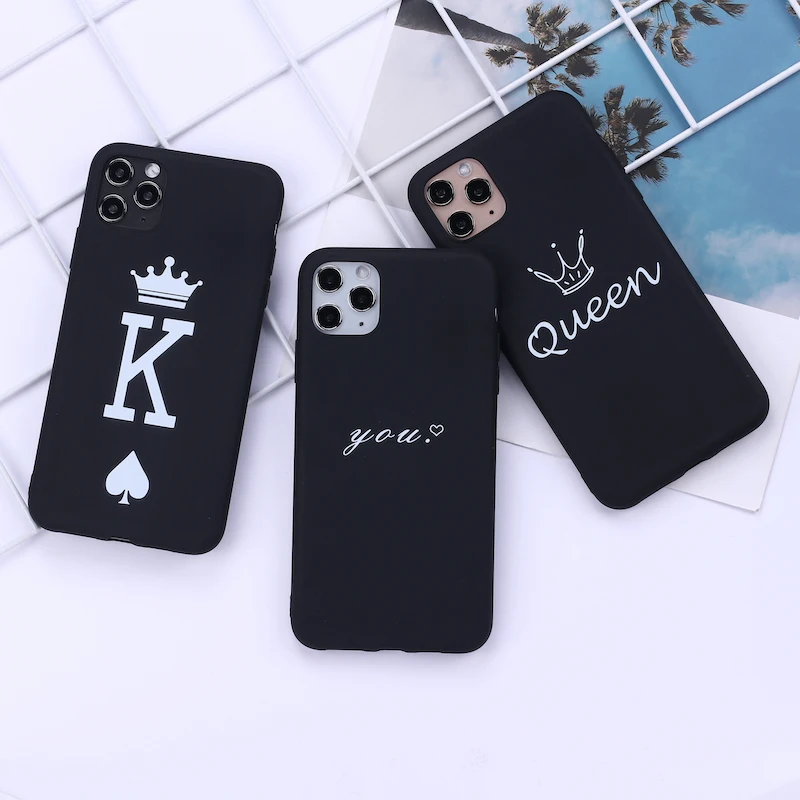 

King Queen Classy Poker Lover Phone Cover For iPhone 12 11 Pro Max X XS XR Max 7 8 7Plus 8Plus 6S SE Soft Silicone Candy Case, Mix colors
