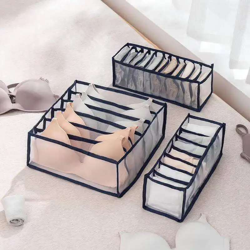 

Online New hot sale Bedroom underwear socks drawer-style finishing storage box three-piece grid underwear wardrobe storage box