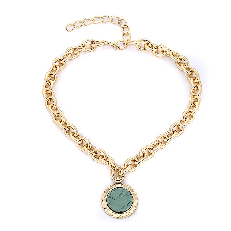Qmylife Natural Original Stone Geometric Jewelry Necklace Simple Plated Gold Chain Women Choker Necklace