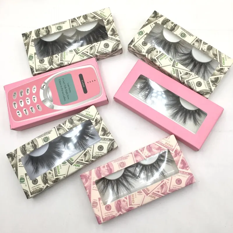 

Ready To Ship Fluffy Mink Eyelashes 27mm 5D Lashes Real Mink Different Eyelash Packaging, Black, other colors are accepted