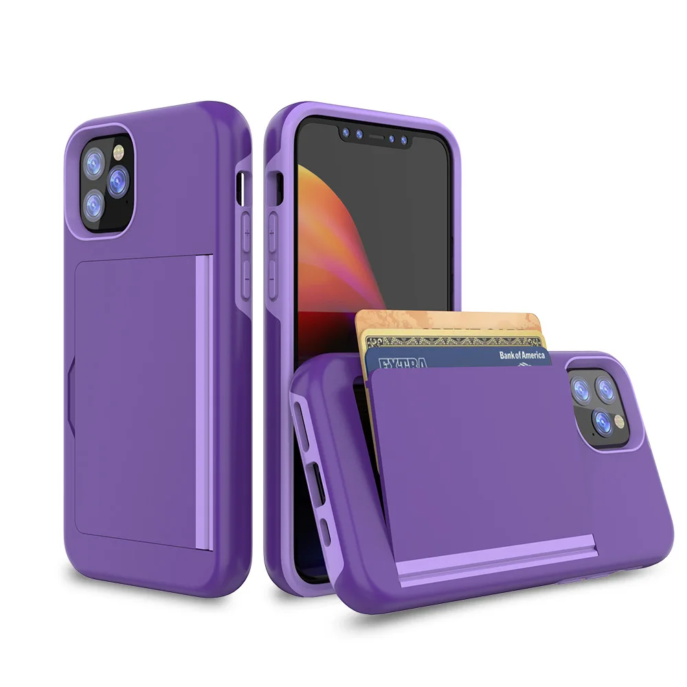 

Factory direct clamshell card slot holder multi-function mobile phone case suitable for iPhone12 anti-drop protective cover, 6 colors