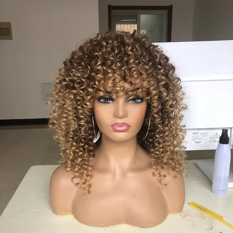 

New product listing braided ombre blend for black women heat resistance fiber colorful bob curly afro synthetic hair wigs, Customizable