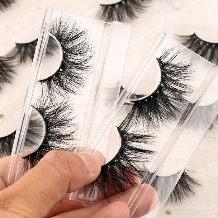 

wholsale customized fake eyelash packaging box custom logo 25mm 30mm 3d 5d fluffy false faux mink eyelashes vendor