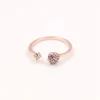 Fashion beautiful girls jewelry rose gold plating open ring with crystal rhinestone