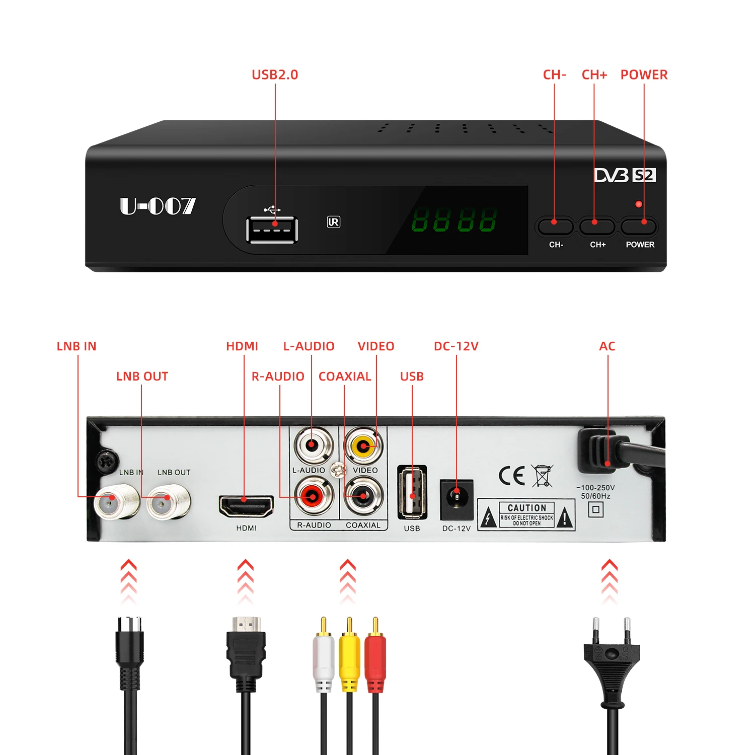 

Junuo HD Free To Air LNB YouTube GX6605S Chipset DVB T2 DVB S2 DVB C Combo Decoder Satellite TV Receiver