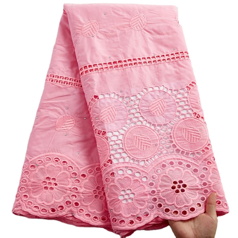 

Pink African Swiss Lace Fabric 100% cotton 2021 Cheap Sale Swiss Voile Dubai Style Fabric For Dress Woman Material 2483, As shown in the photos