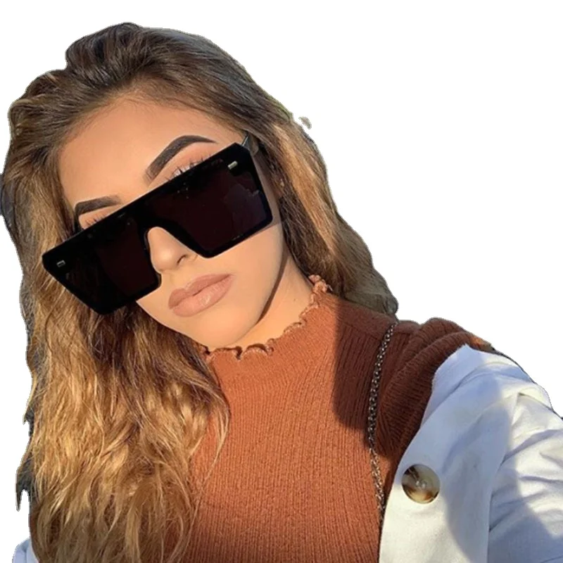 

2020 new arrivals gradient fashion trendy hot sale big square frame wholesale PC UV400 custom logo sunglasses women, Mix color