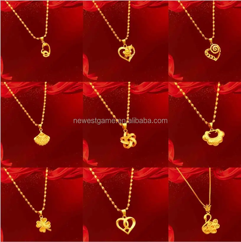 

24k real gold plated Necklace personalized Water wave chain shell heart fishtail shaped pendant custom necklace for women