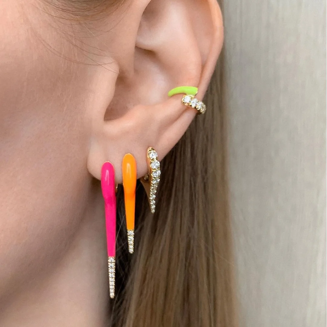 

Summer New fashion candy color women jewelry Colorful enamel cz mini hoop earring, Picture