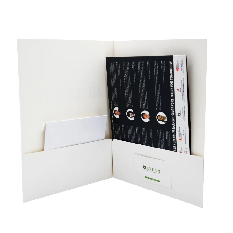 
White OEM Printing Folding a4 Paper File Folder with Two Pockets 