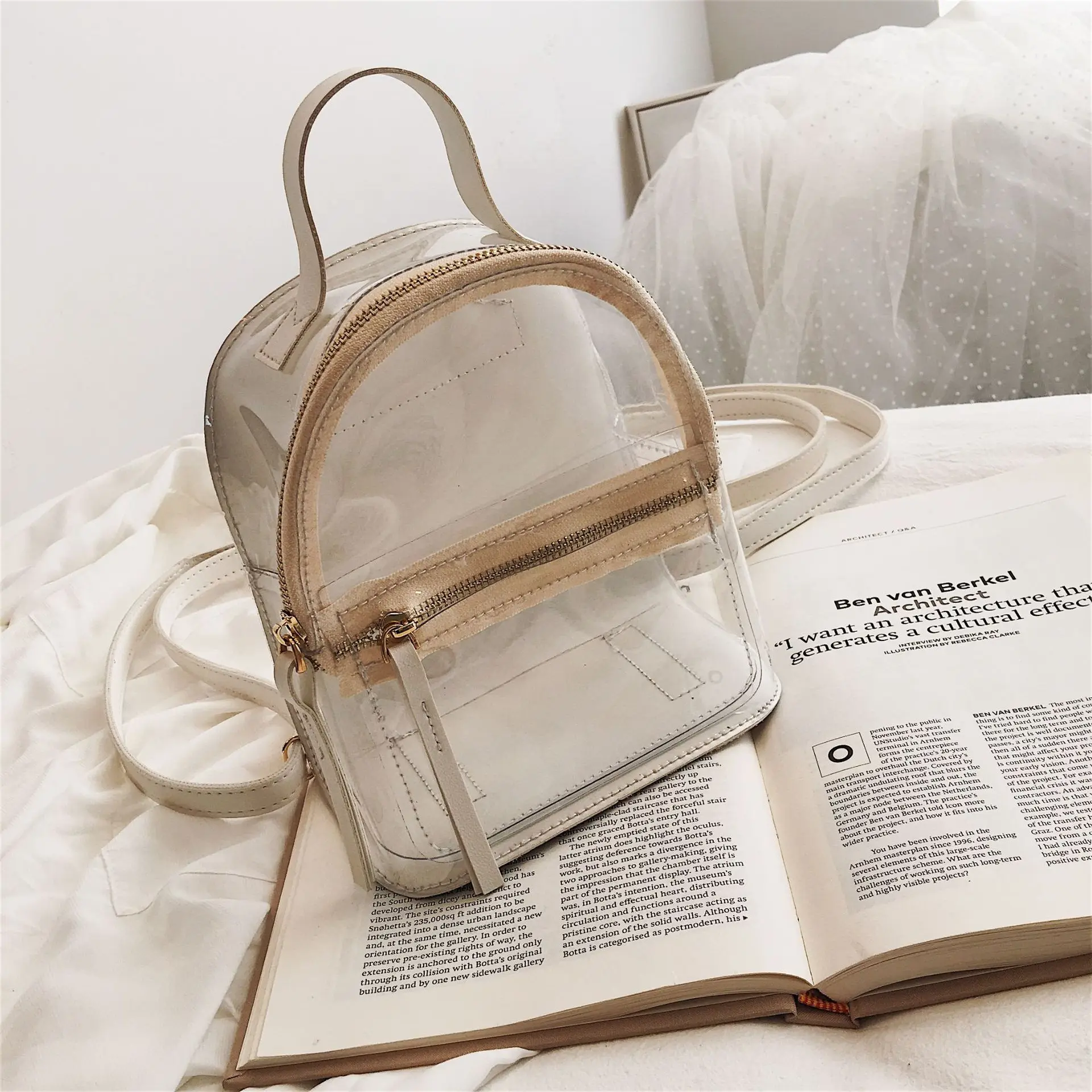 

2021 Hot Sell Clear Transparent Woman Mini Backpack Fashion PVC Female Backpacks Ladies Handbags, As picture