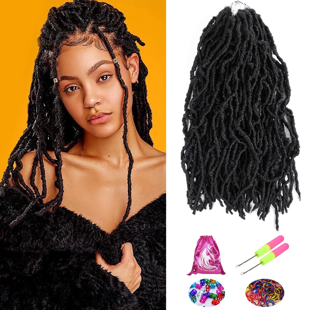 

Dreadlocks Faux Nu Locs Goddess Crochet Hook Braid Hair Extension 3 Tone Ombre Colour With Wrapping Hair